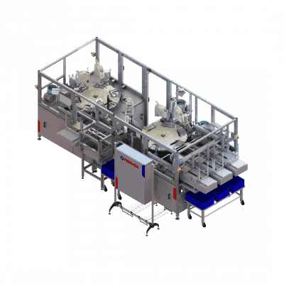 Línea de montaje robótica para unidades eléctricas.